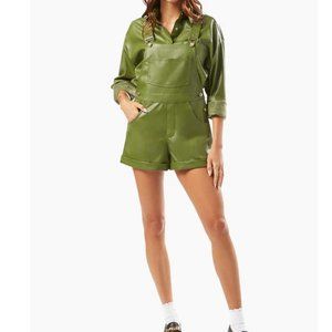 WeWoreWhat Basic Vegan Leather Short Overall Basil Green, Size S